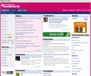 xml-magazin.de: WebTech - News, Topthemen, Interviews und Buchtipps
Die WebTech Zone von Entwickler.de bietet täglich aktuelle News, Top-Stories, Experten-Interviews sowie Bücher zum Thema Web Entwicklung.