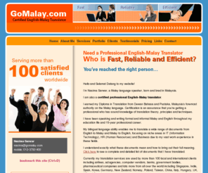 gomalay.com: GoMalay.com Offers Professional English-Malay Translation Services
Nasima Sarwar of GoMalay.com offers fast, reliable and efficient English to Malay and Malay to English translations for science, medical, IT, business and finance documents and texts to multinational companies, pharmaceutical companies, researchers, scientists, doctors, businesses, corporate sectors, software development companies and more.