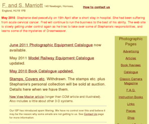 marriottworld.com: Marriott home page
Fred and Stephanie Marriott, classic still and cine photographic equipment, mail-order specialists.