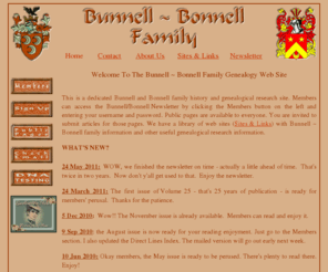 bunnellfamily.com: Bunnell, Bonnell, Family History, Genealogy
Dedicated Bunnell, Bonnell family history, genealogical research site, Web site Library, Bunnell Family e-mail addresses