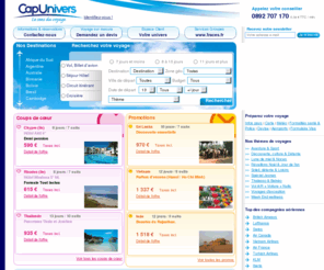 capunivers.com: Capunivers - voyagiste
Producteur de nos propres voyages, nous les proposons en direct et sans intermediaire aux passionnes de voyages de qualite. Toutes nos offres pour partir se declinent sous differentes formules et themes, aux meilleurs prix. Reservez votre destination !