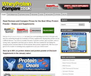 wheyproteincompare.co.uk: Whey Protein Compare | Best Whey Protein Powder Shakes | Cheap Supplements
Compare cheap whey protein powder, best protein shakes and supplements from Maximuscle, Optimum Nutrition, Holland and Barrett and more. Find the cheapest prices guranteed!