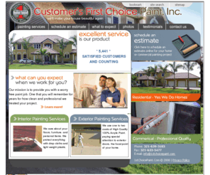 1stchoicepaint.com: Customer's 1st Choice Paint - Residential and commercial painting services
Customer's 1st Choice Paint. Professional residential, commercial and interior or exterior painting services. Aurora,  Barefoot Bay, Eau Gallie, Floridana Beach, Grant, Indialantic, Indian Harbour Beach, Lotus, Malabar,  Melbourne,  Melbourne Beach, Melbourne Shores, Melbourne Village, Micco, Palm Bay, Palm Shores, Patrick Afb, Pineda, Satellite Beach, South Patrick, Valkaria, Viera, West Melbourne