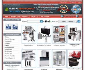 globalrestaurantequipment.com: Global Restaurant Equipment Supplies - Restaurant Equipment Supplies Online/ food service supplies
Your One Stop Restaurant Equipment and Supplies Center -  Restaurant Equipment and Supplies Online, Ice Machine, restaurant equipment, supplies, food service distributor, used items, huge supply selection, export, consulting, installation, design, new & used restaurant equipment liquidations. Your One Stop for Food Service and Ice Machine Equipment, Commercial Kitchen Equipment, Restaurant Furniture, Ice Machines