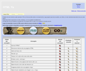 htmlya.com.ar: HTML Ya
El objetivo de este tutorial 
es presentar los conceptos básicos de HTML. Es objetivo prioritario respetar 
los estándares del W3C