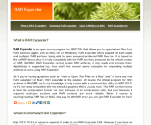 rarexpander.com: RAR Expander - How to open RAR archives on MAC
RAR expander is an open source program for MAC OS X that lets you extract files from RAR archives (single and multi-part archives). Download RAR Expander and start opening RAR files on MAC.