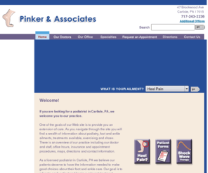 pinkerandassociates.com: Carlisle Podiatrist - Pinker & Associates - Podiatrist in Carlisle, PA
Mark E. Pinker, DPM is a Podiatrist located in Carlisle, PA.