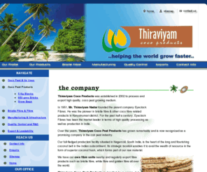 thiraviyamcocopeat.com: Coco Peat Manufacturers and Coir Pith in India
Pioneers in coco peat, bristle fibre,other coco fibre related products in India.Our uncompromising commitment to <strong> quality standards at every stage of processing and packaging has earned us a growing list of satisfied customers around the world.