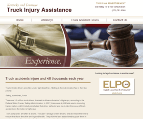 kytruckinjuries.com: Kentucky and Tennessee attorneys for injuries and deaths from truck and tractor-trailer accidents
Attorneys Kurt Maier and Bob Young are prepared to help you with your lawsuits and claims against trucking companies for tractor-trailer accidents. The attorneys practice in Kentucky and Tennessee. Call today for your consultation: (270) 781-6500.