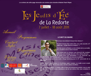 lesjeudisdelaredorte.com: les jeudis d ete de la redorte : la redorte, theatre aude, musique aude, culture aude
Les jeudis d ete de la redorte : la redorte, theatre aude, musique aude, culture aude.