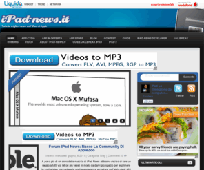 ipad-news.it: iPad 2 News Italia – Le migliori notizie sull'iPad di Apple
Notizie e aggiornamenti sull'iPad 2 , il nuovo dispositivo di casa Apple... scopri tutte le ultime novità e le guide nel più grosso blog in Italia!