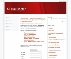 s2mailblaster.com: S2.MailBlaster:  emailing envoyer email
envoyer des email personalise S2.MailBlaster, a powerful e-mailing platform to improves your e-mailing campaigns, mailing-lists or newsletter mailings.