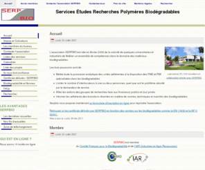 serpbio.fr: Serpbio : Services Etudes Recherches Polymères Biodégradables
Serpbio Services Etudes Recherches Polymères Biodégradables