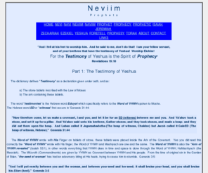 neviim.org: The Prophets of YHWH are servants who teach Torah and the Kingdom of 
Elohim
Neviim or Prophets are not an exclusive club, all those who seek truth are offered the Spirit of Prophecy and discernment of Spirits to make the right decisions.