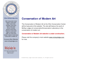 conservationofmodernart.com: Conservation of Modern Art
Modern Art Conservation department of the Ohio Conservation Center.