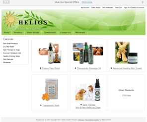 heliosforhealth.com: Helios
Heliosforhealth.com - We are offering an all natural botanical pain relief product. Pain relief for Arthritis, back pain, muscle pain and more. Click here for information on pain relief today.