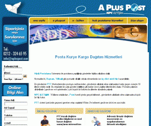 apluspost.com: APLUSPOST
Kargo, kurye, postalama, datm , zarflama, gnderi hazrlama projeleriniz iin profesyonel hizmetler sunarz.