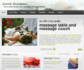 grantseuropean.com: Massage Tables and Couches UK
Quality massage tables, massage couches and portable massage tables. Upgrade your massage table or expand your range.  Also supplier of chicken coops and rabbit hutches.