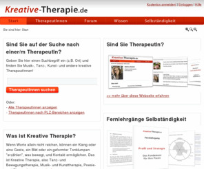 kreative-therapie.net: Kreative-Therapie.de
Hier finden Sie kreative Therapeutinnen und Therapeuten in Ihrer Nähe. Musiktherapie, Tanztherapie, Kunsttherapie und viele weitere kreativ-therapeutische Felder werden hier angeboten.