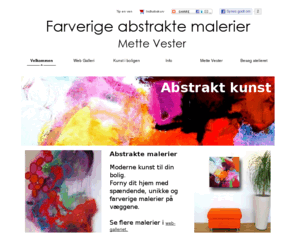 mettevester.dk: MALERIER - KØB UNIKKE ABSTRAKTE VÆRKER. MALERIER TIL SALG
MALERIER TIL SALG. Akrylmalerier, Moderne ABSTRAKTE MALERIER. Køb maleri direkte af kunstner. Salg af malerier til private og erhverv