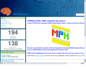 mphstudent.com: MPH Student Resources
Welcome to the Master in Public Health (MPH) Resource Site!