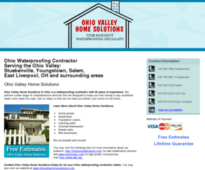 ohiovalleyhomesolutions.net: Waterproofing Contractor Stuebenville, OH
Ohio Valley Home Solutions provides waterproofing contractor to Stuebenville, Youngstown, Salem,East Liverpool, OH and surrounding areas. Call 330-332-7027 for free estimates.