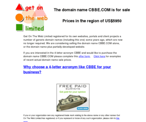 cbbe.com: The domain name CBBE.COM.
CBBE.COM is available for sale.