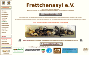 frettchenasyl.de: Frettchenasyl Rheinland Niederrhein
Aufnahme von Abgabefrettchen und anschliessende Vermittlung in sachgemässe Hände. Tierärztliche Erstversorgung der Frettchen und Beratung der Frettchenhalter.