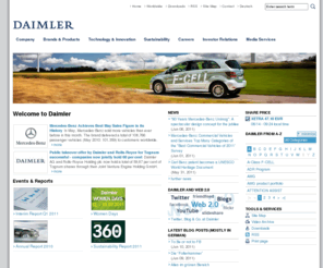 daimlerdealer.com: Home | Daimler
Corporate Website of Daimler AG: Information about the Daimler group, its divisions, brands and products, technology and innovation, sustainability efforts, Investor Relations and much more.