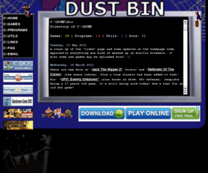 dust-bin.com: Dust Bin - Abandonware Games & Applications. Spectrum emulation and games.
Dust Bin - The best portuguese site for abandonware