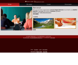 alliancefraoste.com: Alliance Francaise - Corsi di lingua - Aosta - Visual Site
Organizziamo corsi pubblici e privati di lingua francese per vari livelli di apprendimento e su obiettivi specifici.