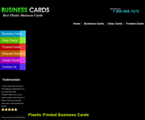 bestplasticbusinesscards.com: Best Plastic Printed Business Cards
Best Plastic Business Cards: Custom designed plastic business cards including clear and frosted business cards. 