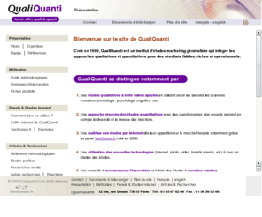 qualiquanti.fr: QualiQuanti : Panel Internet, Etudes Marketing, Etudes Internet,  Sondage en Ligne, Test Conso
QualiQuanti : institut d'études marketing généraliste qui intègre les approches qualitatives et quantitatives pour des résultats fidèles, riches et opérationnels. Test Conso