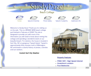sandydays.com: Sandy Daze Beach Cottage
Oceanfront Beach Cottage in Surf City, NC on Topsail Island.