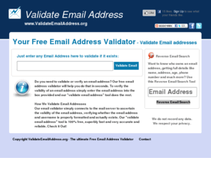 validateemailaddress.org: Validate Email Address - Free Email Validator
Validate Email Address online with this free Email Address Validator