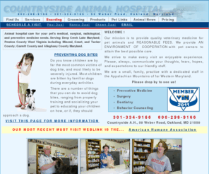 countrysideah.com: Veterinary services in Deep Creek Lake Maryland and Preston County West Virginia.
Veterinary services in Deep Creek Lake Maryland; Preston County West Virginia including Mineral, Grant, and Tucker County; Garrett County and Alleghany County Maryland.