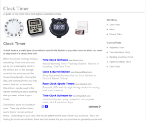 clocktimer.org: Clock Timer - Countdown Alarm
A clock timer comes in several forms.  It can be digital or manaully wound up and acts as a countdown timer or alarm clock.