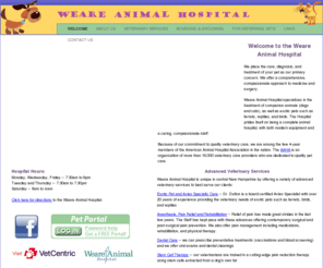 weareanimalhospital.com: Weare Animal Hospital is a full service medical and surgical hospital and boarding facility caring for pets in Weare New Hampshire
Weare Animal Hospital provides compassionate, high quality veterinary care and boarding facilities for dogs, cats, and other companion animals and sets excellent client communication as our highest priority.