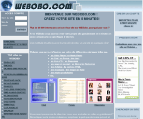 webobo.com: .-= WEBOBO =-. Créer un site web en 5 minutes
Créer son site gratuitement et tout seul. Le service Internet de webobo vous aide à créer un site web , héberger un site, puis le référencer et le rentabiliser. Créer un site rapide, efficace, et rentable!