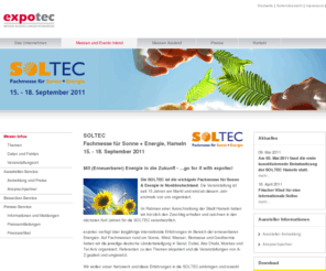 soltec.de: SOLTEC - Fachmesse für Sonne & Energie, Hameln
Norddeutsche Fachmesse für Photovoltaik, Solarthermie und Heizen mit Holz