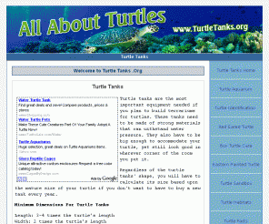 turtletanks.org: Turtle Tanks
Turtle tanks, aquariums and other information about how to identify and care for turtles.