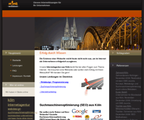 m8ma.de: Internetagentur Köln - Webdesign, Suchmaschinenoptimerung
Internetagentur aus Köln für: Webdesign, Suchmaschinenoptimierung, Internetmarketing und Webhosting. m8ma Webideen - Die Internetagentur aus Köln realisiert Ihre Projekte im Internet.