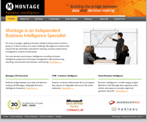 montageusa.com: Montage Business Intelligence | Montage is an independent business intelligence specialist
Montage Business Intelligence exposes the key information required for reporting, business performance management,analysis and forecasting