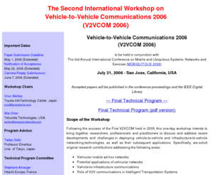 v2vcom.org: Second International Workshop on Vehicle to Vehicle Communications
International Workshop on
Personalized Networks