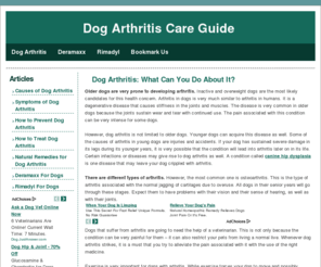 dogarthritiscare.com: Dog Arthritis - Treatment for Dog Arthritis - Medicine for Canine Arthritis
Information, articles and resources dealing with dog arthritis, a common disease in older dogs.