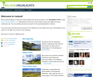 irelandhighlight.com: Ireland - ireland-highlights.com
Ireland-Highlights.com - Ireland magazine with irish sights, Ireland photos, Ireland e-Cards and many more