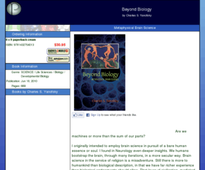 beyondbiology.net: Outskirts Press Self Publishing Presents Beyond Biology by Charles S. Yanofsky
Beyond Biology, Charles S. Yanofsky, published by Outskirts Press.