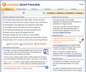 aimcosoftware.com: Print Invoices, Labels and more from eBay, Amazon, PlayTrade, Pixmania
Software for collecting, printing invoices and labels and reporting from eCommerce sales.