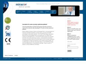 miracormedical.com: miracor medical systems - Home
Miracor is developing and commercializing the PICSO(TM) technology for acute coronary syndrome and heart failure patients