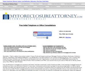 myforeclosureattorney.com: Foreclosure Defense Home - Mortgage Foreclosure Attorney | Tampa, Florida
Debtor rights law firm in Tampa, Florida with attorneys practicing in Foreclosure Defense, Short Sales, Bankruptcy and Lender Abuse.